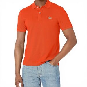 Lacoste Men's Classic Fit Polo Shirt in a vibrant orange